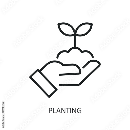 Planting thin line vector icons.