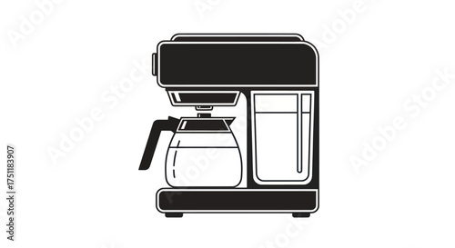 Black and white silhouette icon of a classic drip coffee maker with a glass carafe.