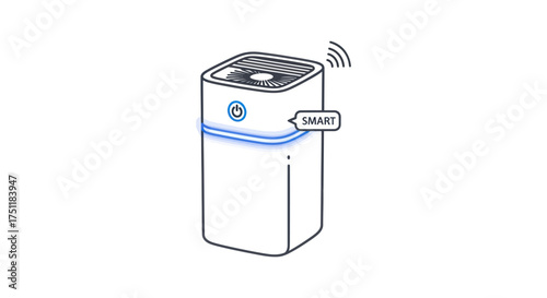 Modern Smart Air Purifier with Wi-Fi Connectivity and Indicator Light.