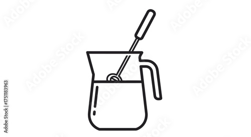 Simple Line Art Illustration of a Pitcher with Whisk.