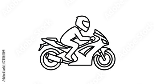 Stylized Line Art of a Rider on a Sport Motorcycle.