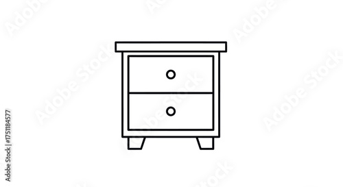 Minimalist line art icon of a two-drawer bedside table or nightstand.