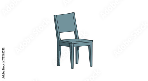 Simple blue wooden chair with a high back and sturdy legs.