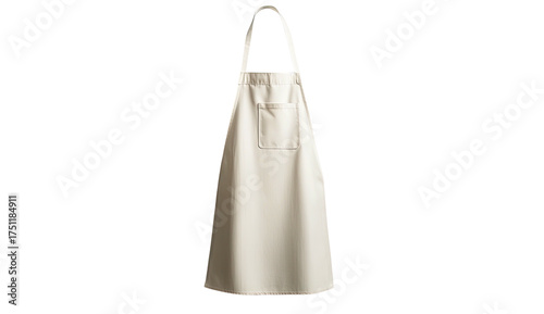 Cream apron with pocket, hanging on hook