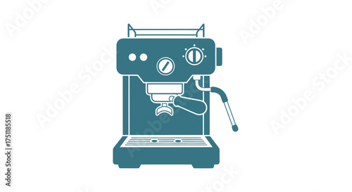 Teal Espresso Machine with Portafilter and Steam Wand.
