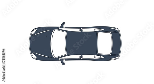 Top-down view of a dark blue modern passenger car.