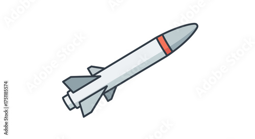 Cartoon-style missile with gray body fins and a red band near the tip.