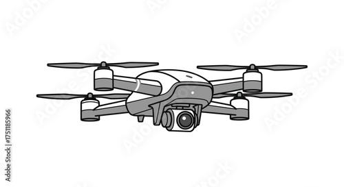 Modern Quadcopter Drone with Integrated Camera System Illustration.