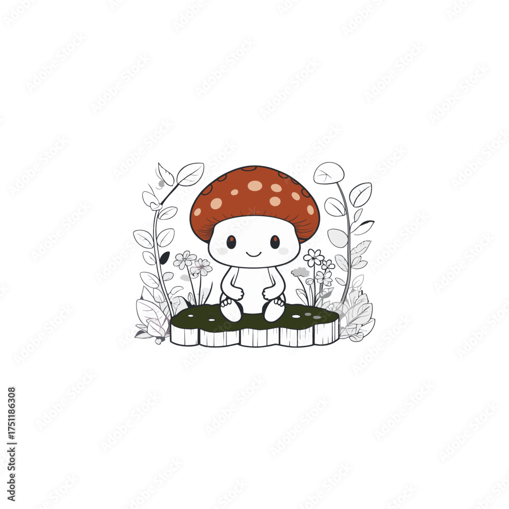 Fototapeta premium A bright red fly agaric mushroom or toadstool with white spots, an amanita fungus, stands in the grass of an autumn forest, perfect for a nature illustration or vector graphic