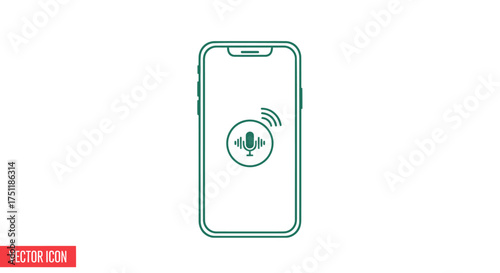 Smartphone with Voice Recognition Icon Displayed on Screen.