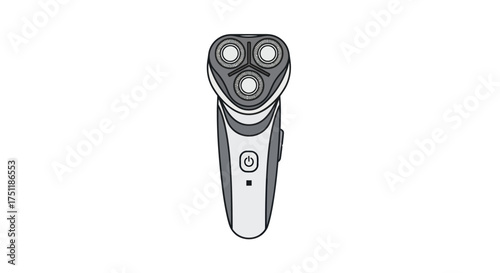 Modern Electric Rotary Shaver Illustration with Three Heads.