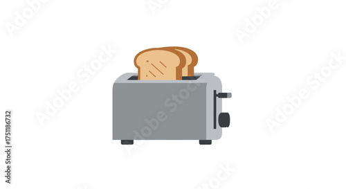 Simple Illustration of a Gray Toaster with Toast.