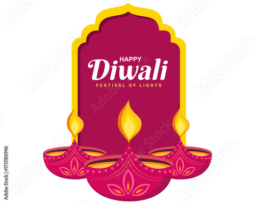 Diwali with decorative oil diya vibrant festival of lights celebration background vector illustration
