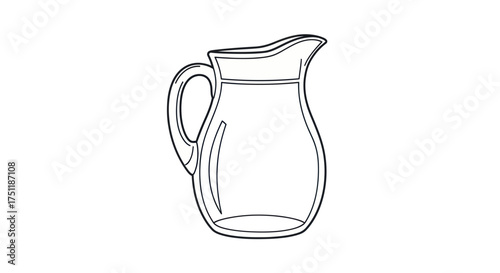 Simple Line Art Illustration of a Glass Pitcher with Handle and Spout.