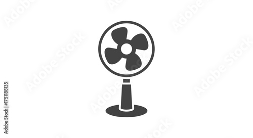 Simple Black and White Electric Fan Illustration.