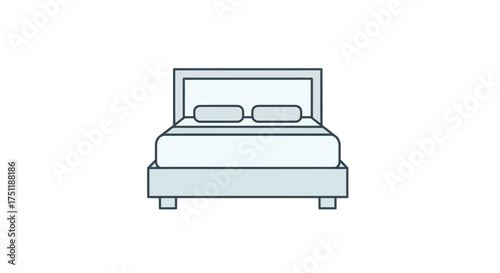 Minimalist Bed Illustration with Pillows and Headboard.