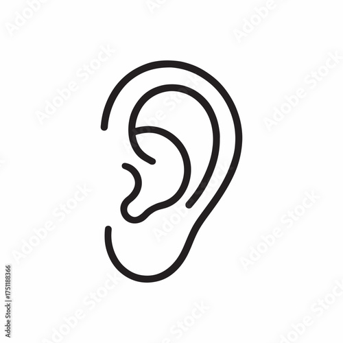 Simple line art illustration of a human ear