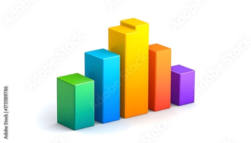 A colorful 3D bar graph rising from a white background, showcasing vibrant hues and casting subtle shadows. The bars vary in height and represent data trends Free Download A colorful 3D bar graph rising from a white background, showcasing vibrant hues and casting subtle shadows. The bars vary in height and represent data trends - GFXLoad