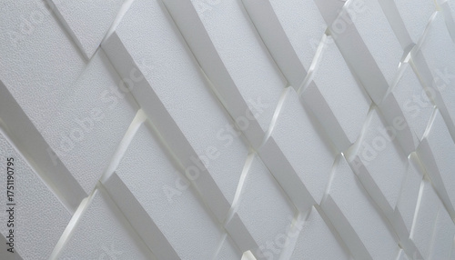 Interesting visual effects of geometric pattern on styrofoam wall with soft light illumination for architectural models or interior design applications with clean lines and subtle shadows