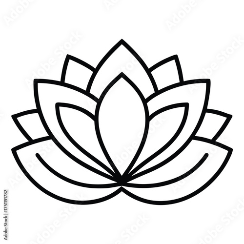 Lotus flower outline vector icon
