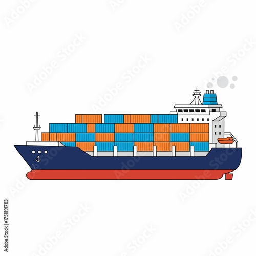 Cargo ship loaded with containers ready for international shipping.