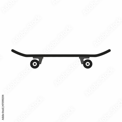 Minimalist Black Skateboard Vector Illustration for Sports and Recreation.