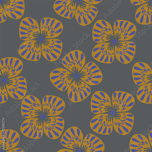 Floral botanical vector texture pattern with flowers and leaves. Seamless pattern can be used for wallpaper, pattern fills, web page background, surface textures.
