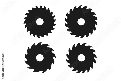 Circular saw blades with jagged teeth used for woodworking and industrial cutting