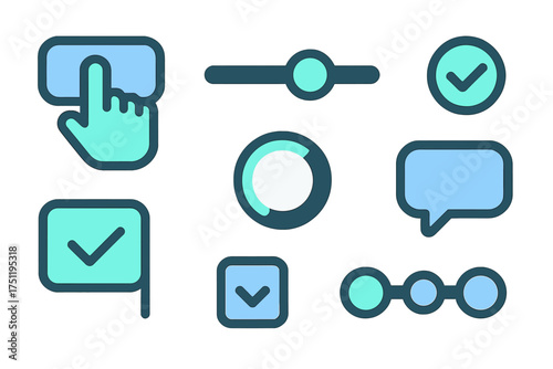 Essential user interface icons for web and mobile application design controls and feedback