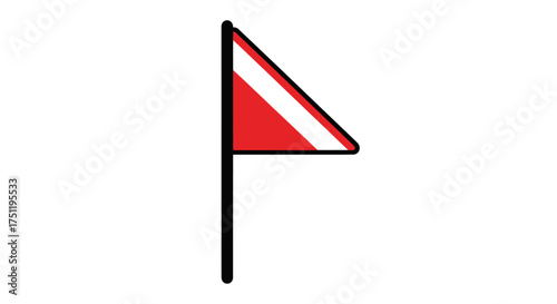 Simple illustration of a red and white diver down flag on a pole.