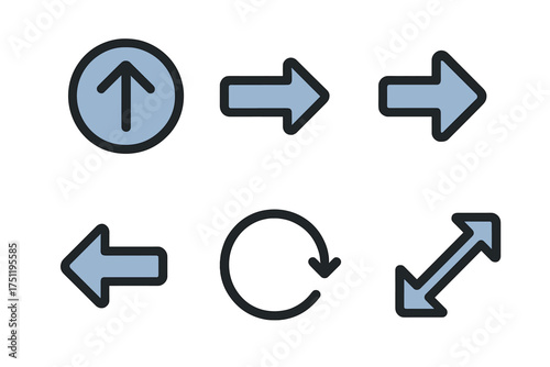 Directional arrows and navigation icons set for user interface design