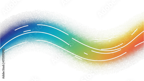 Vibrant spectral wave design with abstract lines and flowing colorful gradient background