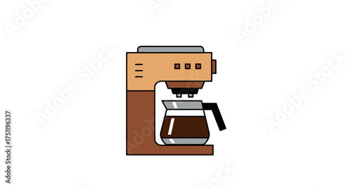 Brown Coffee Maker with Glass Carafe Ready to Brew.