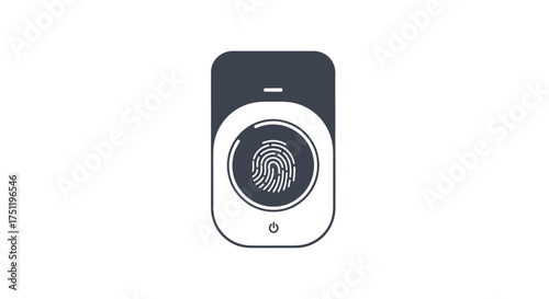 Fingerprint scanner icon with biometric authentication security technology and modern design.