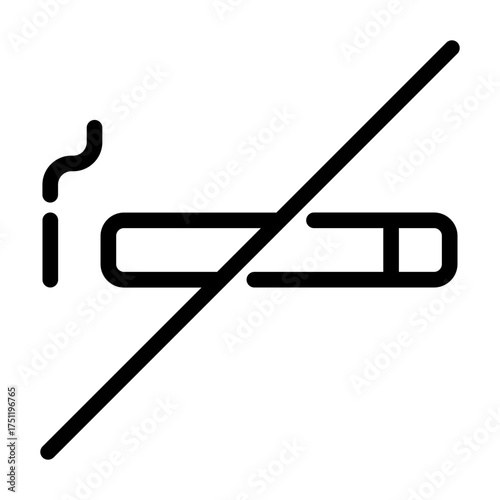 Outline vector showing a crossed cigarette, representing smoking prohibition sign.