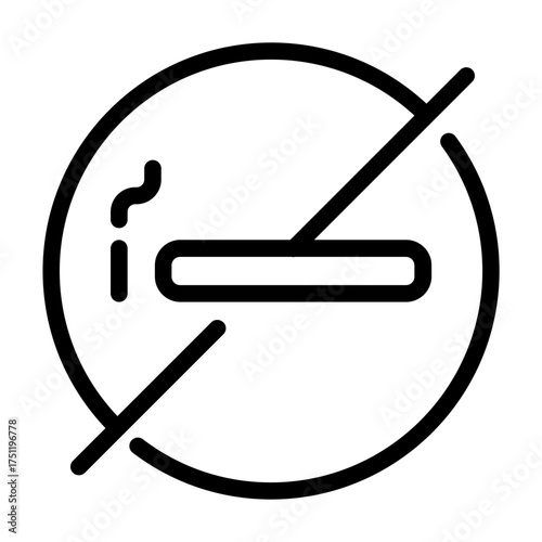 Outline vector showing a crossed cigarette, representing smoking prohibition sign.