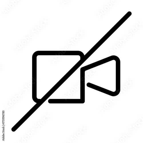 Line vector icon showing crossed video camera, indicating filming prohibition area.