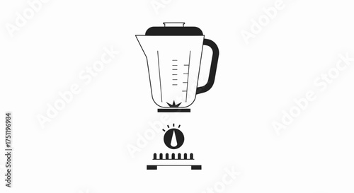 Simple Black and White Blender Illustration with Lid and Speed Control.