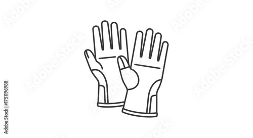 Line art illustration of a pair of protective work gloves.