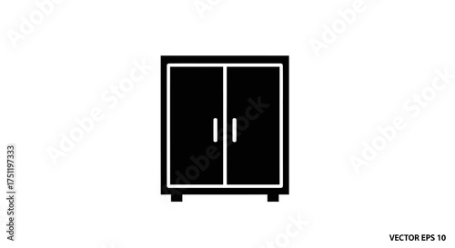 Simple Black Wardrobe with Double Doors Minimalist Design.