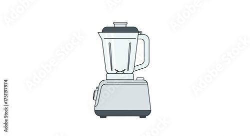 Simple vector line art illustration of a modern grey kitchen countertop blender.