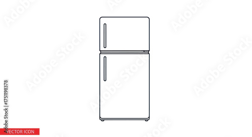 Simple Line Art Illustration of a Classic Two-Door Refrigerator.