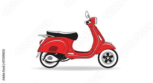 Classic Red Vintage Scooter with Chrome Accents and Black Seat.