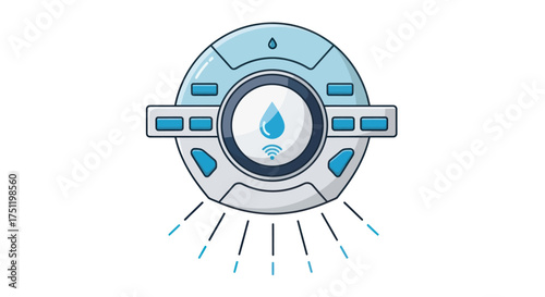 Futuristic Blue and White Water Droplet Drone Illustration.