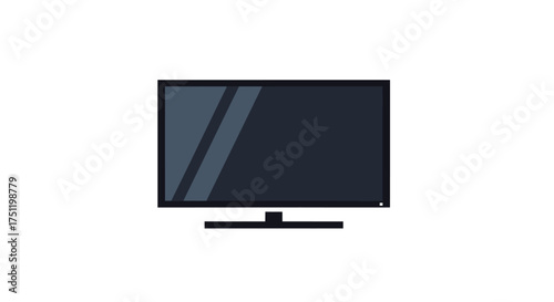 Modern Flat Screen Television with Dark Display and Stand.