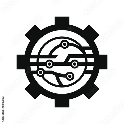 Modern gear and abstract shape combination logo design
