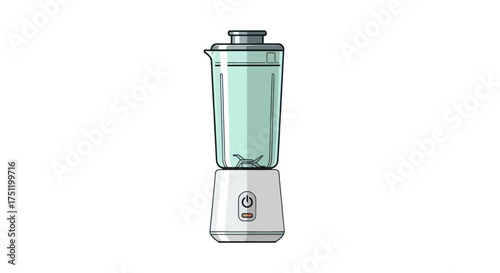 A modern white electric kitchen blender with a light green jug isolated vector illustration.