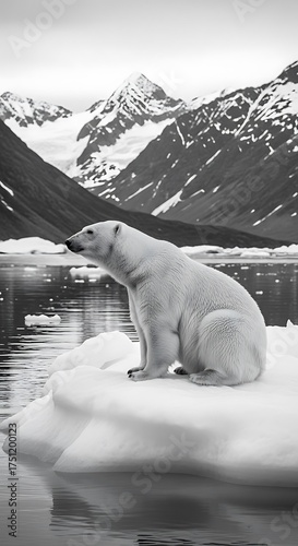 Polar Bear on Iceberg in Arctic Landscape.