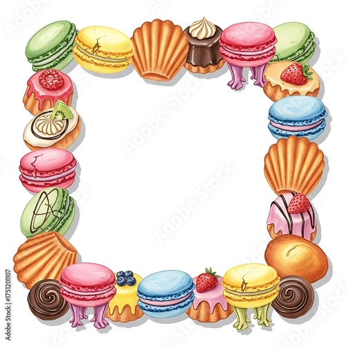 Colorful Macaron Frame - A Sweet and Delightful Border.