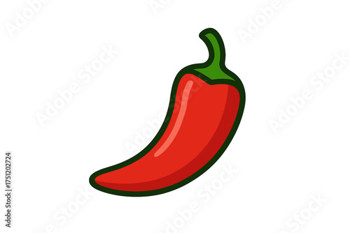 Stylized red hot chili pepper graphic isolated on a clean white background